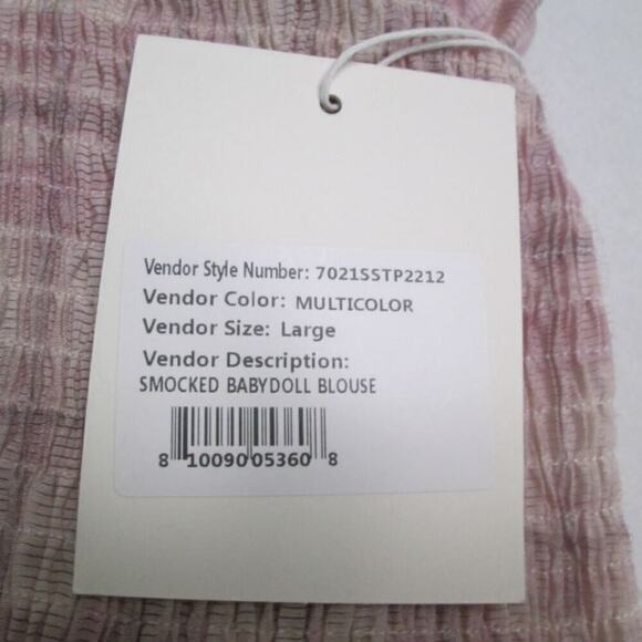 70/21 Checked Smocked Top Color: PURPLE MULTICOLOR Size: Large/12 Condition: NWT - Picture 6 of 16